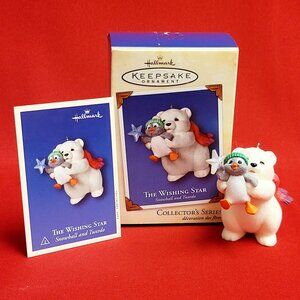 Hallmark The Wishing Star Snowball and Tuxedo 2002 Christmas Bear Penguin Orname